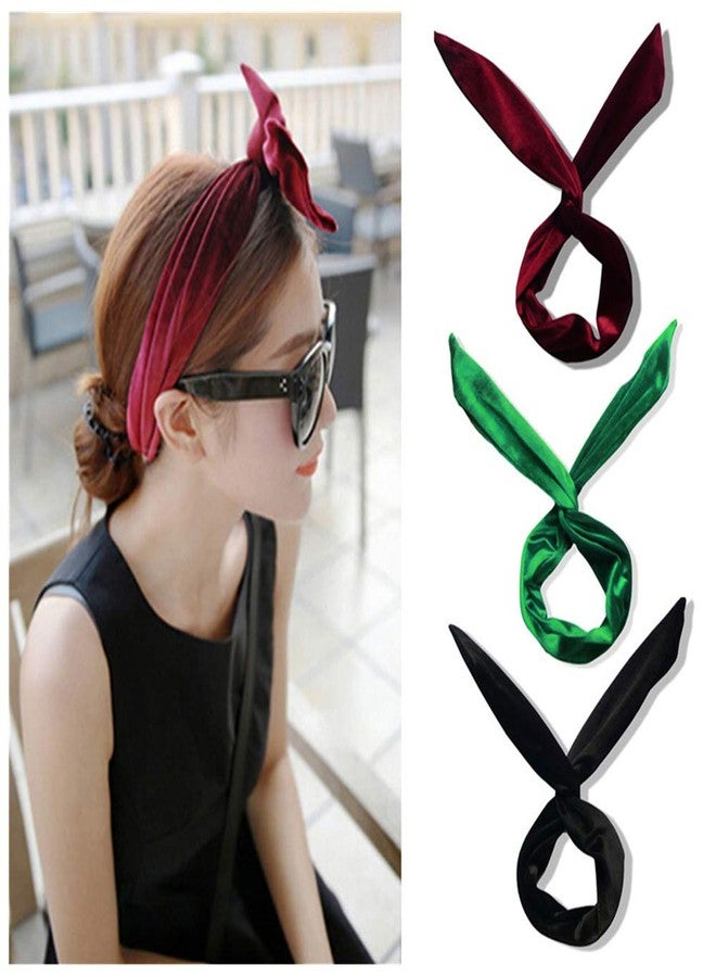 LOVEF 5 Pcs Velvet Wire Headband Girls Women Multi-Function Bunny Rabbit Ear Hair Band Head Band Sweet Multi-Styles Headband Head-tie Twist,Assorted Color (5 Pcs) - Image 2