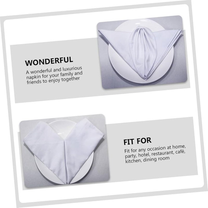 مناديل قطنية بيضاء 4 قطع معبأة - سميكة - لون صلب - حاشية مطوية - قابلة للغسل بالغسالة - لفنادق ومطاعم - Image 3
