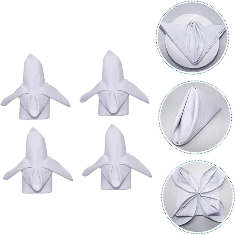 مناديل قطنية بيضاء 4 قطع معبأة - سميكة - لون صلب - حاشية مطوية - قابلة للغسل بالغسالة - لفنادق ومطاعم - Image 5