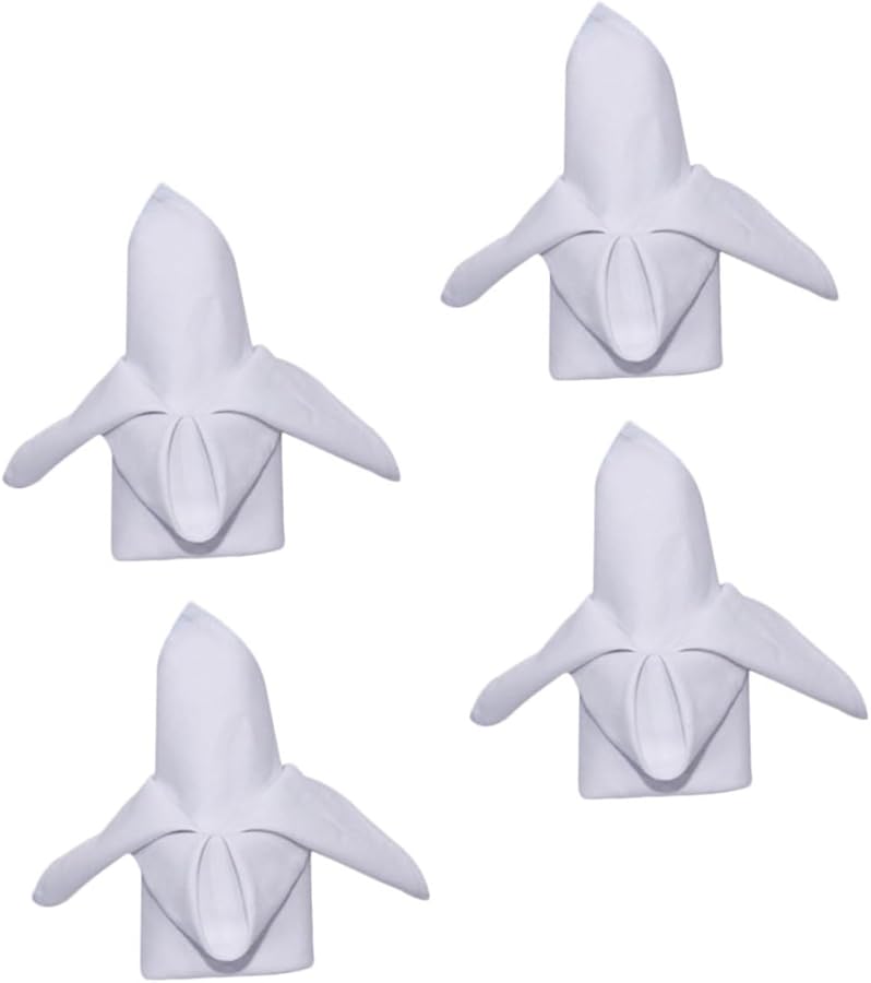 مناديل قطنية بيضاء 4 قطع معبأة - سميكة - لون صلب - حاشية مطوية - قابلة للغسل بالغسالة - لفنادق ومطاعم - Image 1