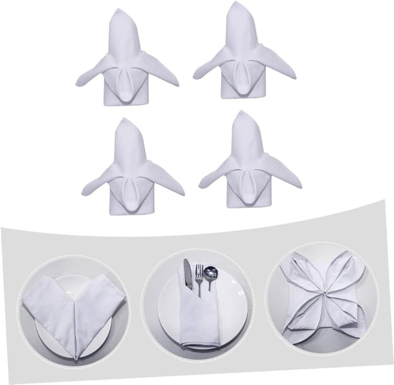 مناديل قطنية بيضاء 4 قطع معبأة - سميكة - لون صلب - حاشية مطوية - قابلة للغسل بالغسالة - لفنادق ومطاعم - Image 4