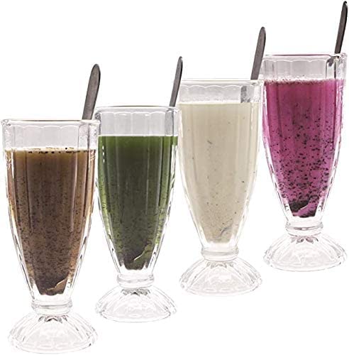 RISELLO Crystal Clear American Style Soda Fountain Ice Cream Falooda Dessert Sundae Milkshake Glass Set 350 ml Transparent Falooda Glass 6 - Image 4