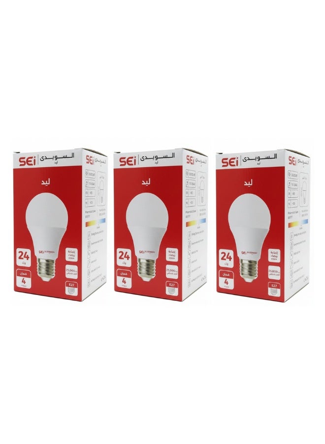 السويدى لمبه LED كلاسيكي E27 من السويدي، 6500 كلفن، 2300 لومن (ابيض، 24 واط، 3 قطع)