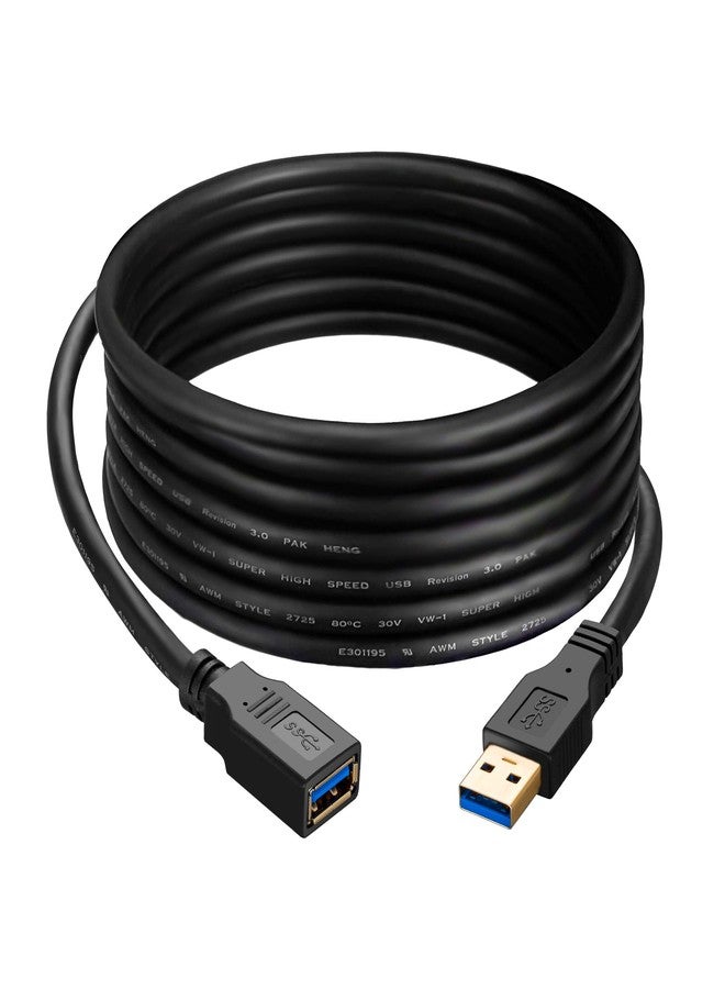 Hftywy USB Extension Cable 15ft, USB 3.0 Extender Male to Female Cord High Data Transfer Compatible with Webcam,USB Keyboard,Flash Drive,Hard Drive,Printer, and More - Image 1
