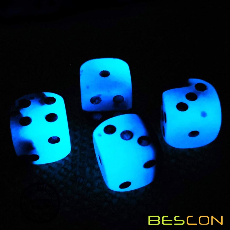 Bescon Two Tone Glowing Dice D6 16mm 12pcs Set Blue Dawn, 16mm Six Sided Die (12) Block of Glowing Dice - Image 4