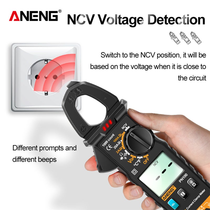 Smart Clamp Meter: 26mm Jaw 1999 Counts - 2-In-1 Multifunction Auto Recognition NVC Induction Backlit LCD Screen Clamp Meter Multimeter for Electrical Testing Car Repair Industrial Use - Image 5