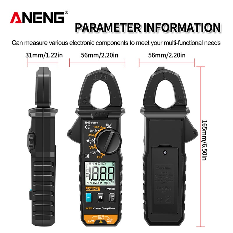 Smart Clamp Meter: 26mm Jaw 1999 Counts - 2-In-1 Multifunction Auto Recognition NVC Induction Backlit LCD Screen Clamp Meter Multimeter for Electrical Testing Car Repair Industrial Use - Image 2