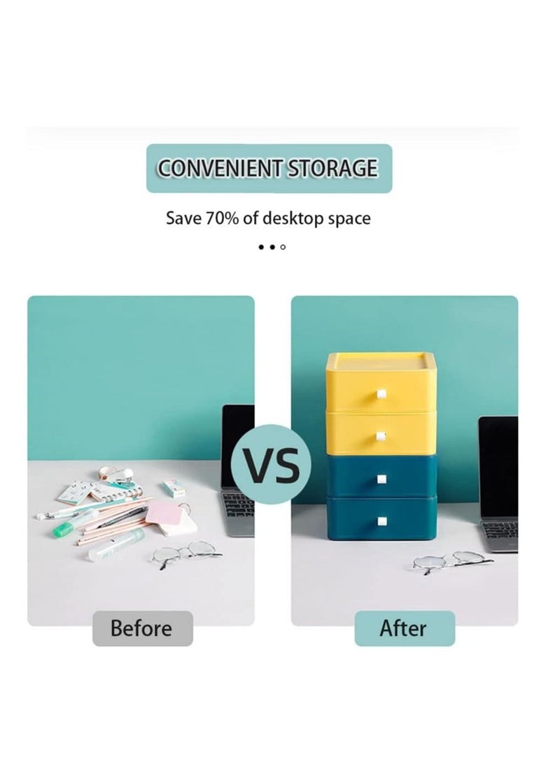 Generic - 4pcs Desktop Drawer Organizer Drawer Storage Box Stackable Desktop Storage Box with Drawers for Office Home Bathroom Countertop Organization (Multi) - Image 1