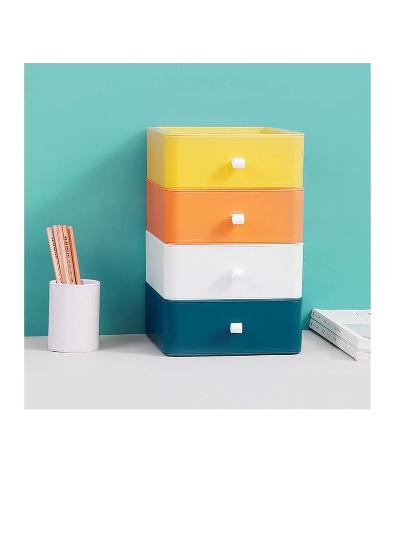 Generic - 4pcs Desktop Drawer Organizer Drawer Storage Box Stackable Desktop Storage Box with Drawers for Office Home Bathroom Countertop Organization (Multi) - Image 1