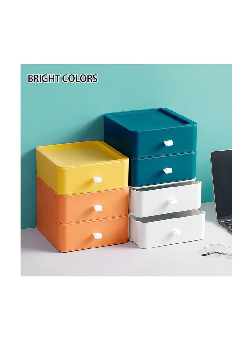 Generic - 4pcs Desktop Drawer Organizer Drawer Storage Box Stackable Desktop Storage Box with Drawers for Office Home Bathroom Countertop Organization (Multi) - Image 1