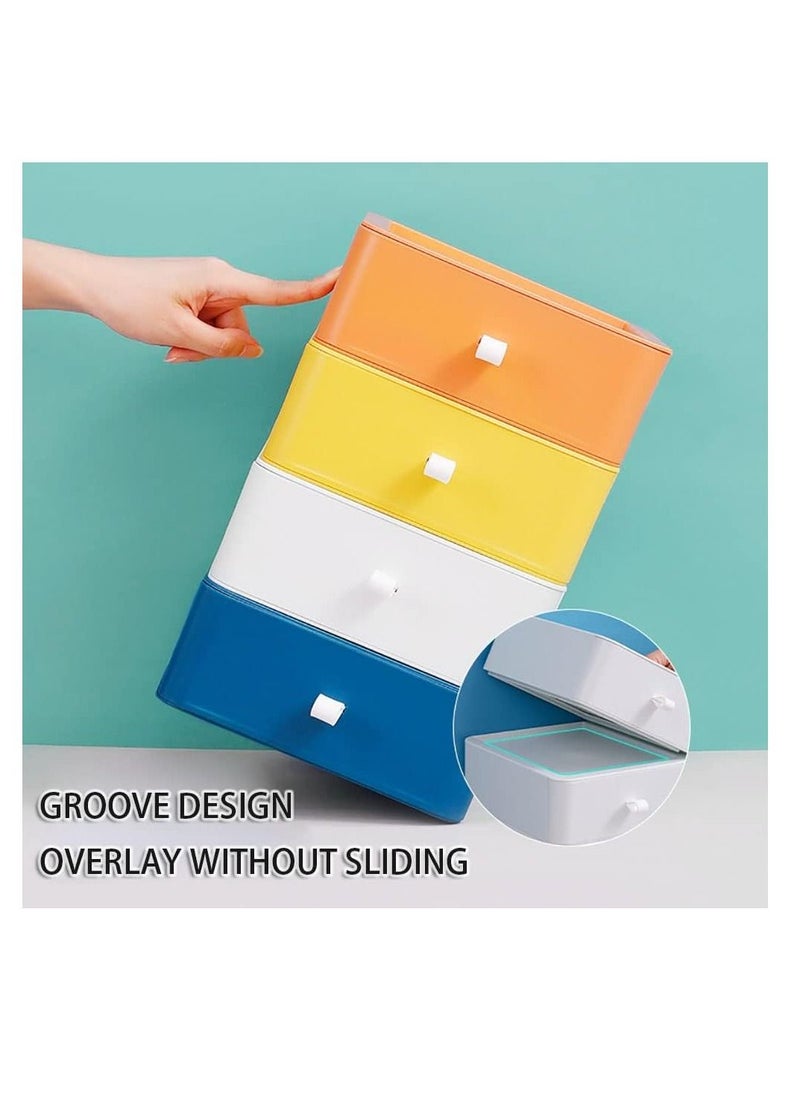 Generic - 4pcs Desktop Drawer Organizer Drawer Storage Box Stackable Desktop Storage Box with Drawers for Office Home Bathroom Countertop Organization (Multi) - Image 1