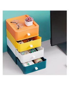 4pcs Desktop Drawer Organizer Drawer Storage Box Stackable Desktop Storage Box with Drawers for Office Home Bathroom Countertop Organization (Multi)