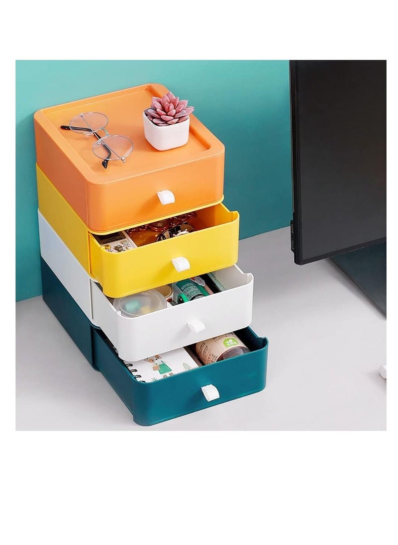 Generic - 4pcs Desktop Drawer Organizer Drawer Storage Box Stackable Desktop Storage Box with Drawers for Office Home Bathroom Countertop Organization (Multi) - Image 1