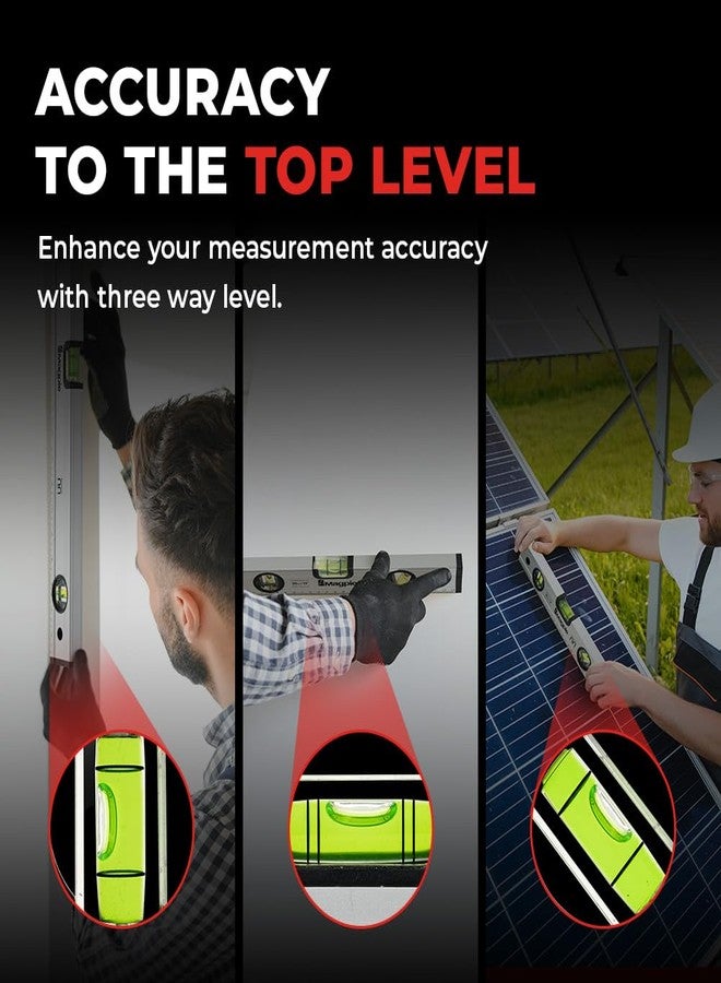 Magpie 12-Inch Magnetic Level and Ruler, 180/90/45 Degree Bubbles, Mechanical Torpedo Level, Shock Absorbing End Caps, Measurement in Inches and Centimeters - Image 2