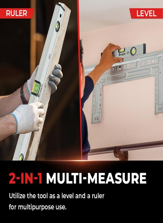 Magpie 12-Inch Magnetic Level and Ruler, 180/90/45 Degree Bubbles, Mechanical Torpedo Level, Shock Absorbing End Caps, Measurement in Inches and Centimeters - Image 3