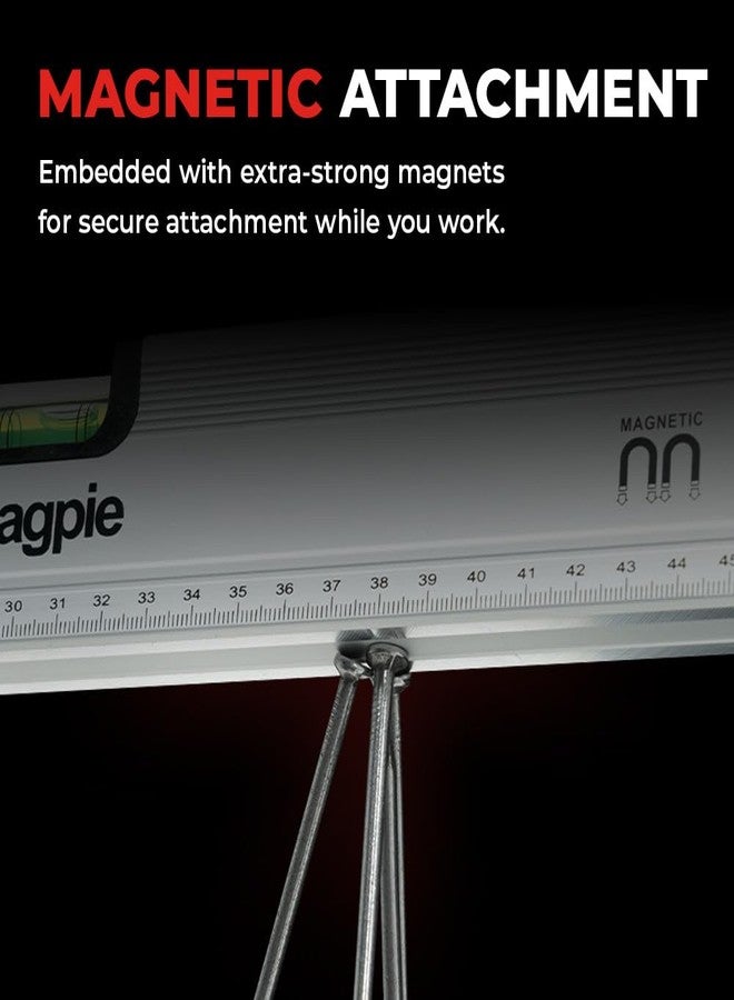 Magpie 12-Inch Magnetic Level and Ruler, 180/90/45 Degree Bubbles, Mechanical Torpedo Level, Shock Absorbing End Caps, Measurement in Inches and Centimeters - Image 5