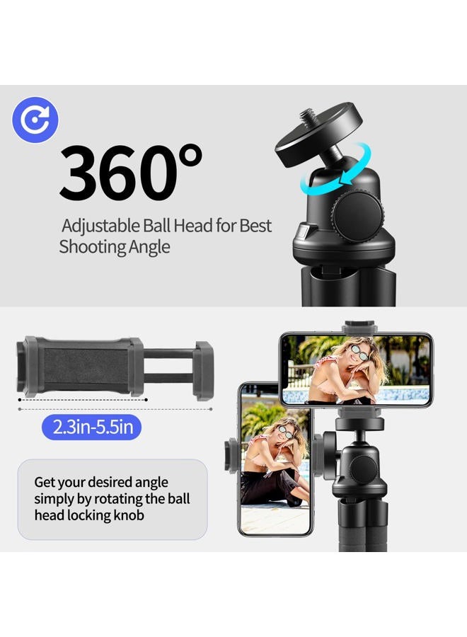 Aureday Phone Tripod, Flexible Tripod for iPhone and Android Cell Phone, Portable Small Tripod with Wireless Remote and Clip for Video Recording/Vlogging/Selfie Black - Image 5