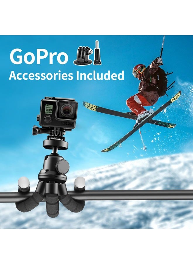 Aureday Phone Tripod, Flexible Tripod for iPhone and Android Cell Phone, Portable Small Tripod with Wireless Remote and Clip for Video Recording/Vlogging/Selfie Black - Image 3