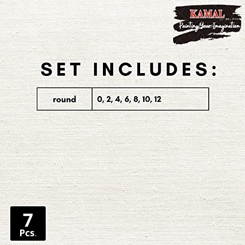 Kamal ® Round Creme Handle Golden Synthetic Hair Taklon Handmade, Indian Paint Brush Set- Set of 7 - Image 5
