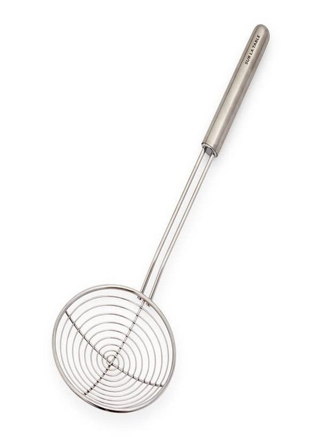 Sur La Table Stainless Steel Wire Skimmer – 18/8 Steel with Long 14" Handle for Lifting Fried or Delicate Foods, Weighted Ergonomic Grip, Dishwasher - Image 2