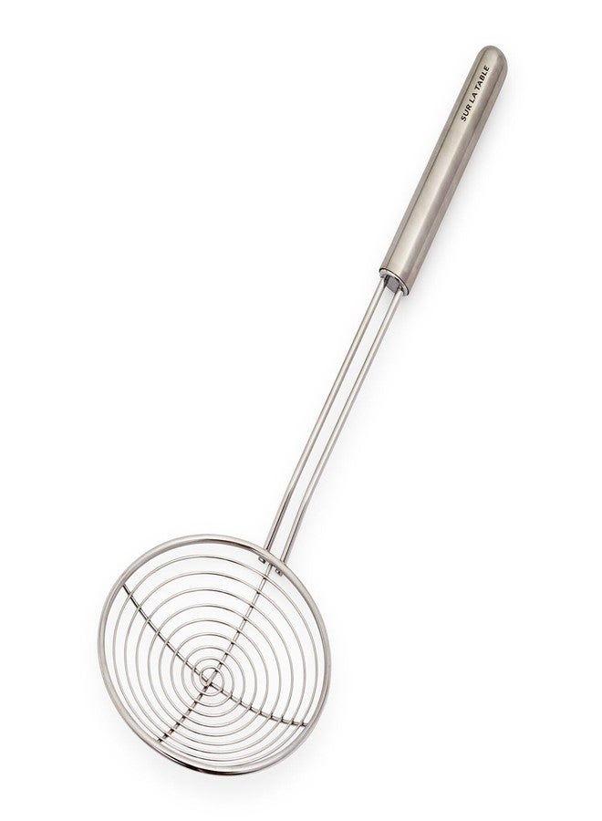 Sur La Table Stainless Steel Wire Skimmer – 18/8 Steel with Long 14" Handle for Lifting Fried or Delicate Foods, Weighted Ergonomic Grip, Dishwasher - Image 1
