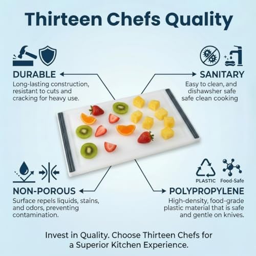Thirteen Chefs Non Slip Cutting Board 3 Pack Set for Kitchens with Groove - BPA Free and Dishwasher Safe with 16, 12 and 10 Inch Sizes - Image 4