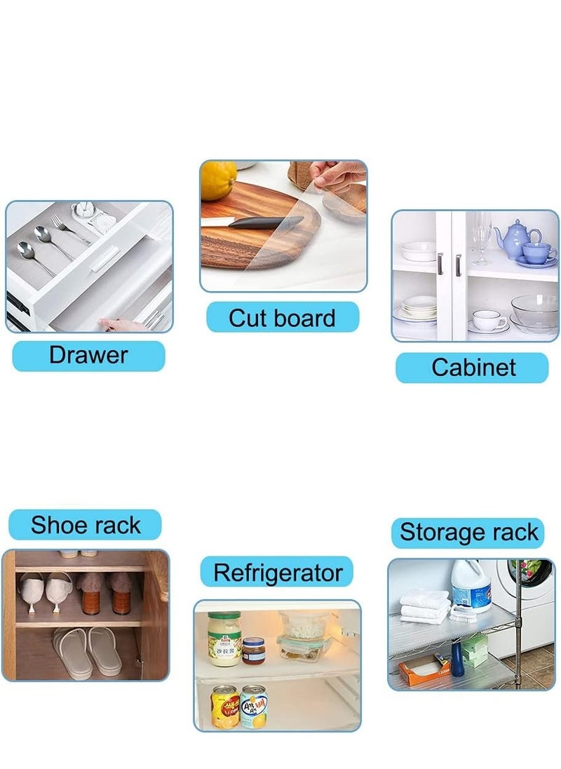Generic - Shelf Liner, Non-Slip Cabinet Liner, Washable Oil-Proof for Kitchen Cabinet, Shelves, Refrigerator, Storage, Desks, 45 CM 300 CM, Non Adhesive Drawers Liner… (17.71 Inches x 10 FT x 6 Rolls) Clear - Image 1