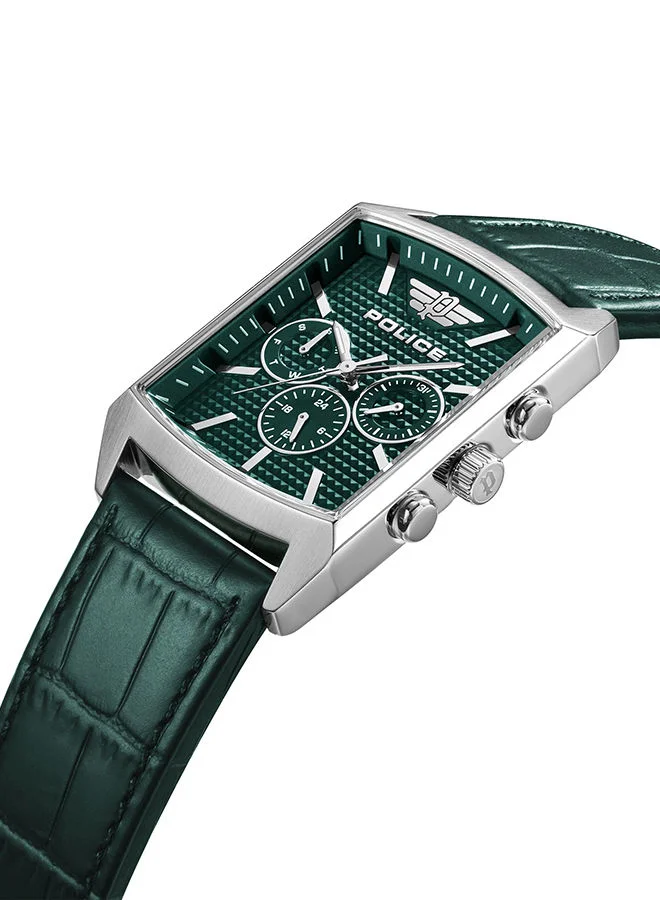 بوليس Saleve Watch For Men Green Dial And Green Leather Strap