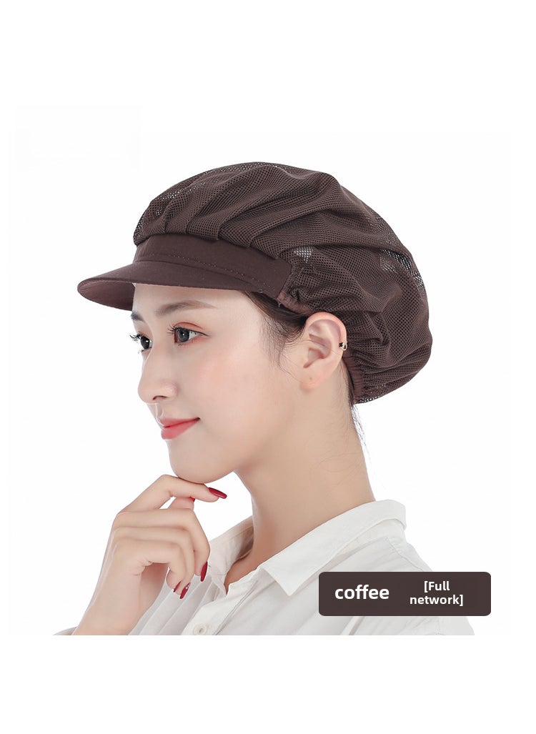 Generic Breathable Chef Cap Dustproof Kitchen Work Hat for WomenCoffee full network Coffee full network 