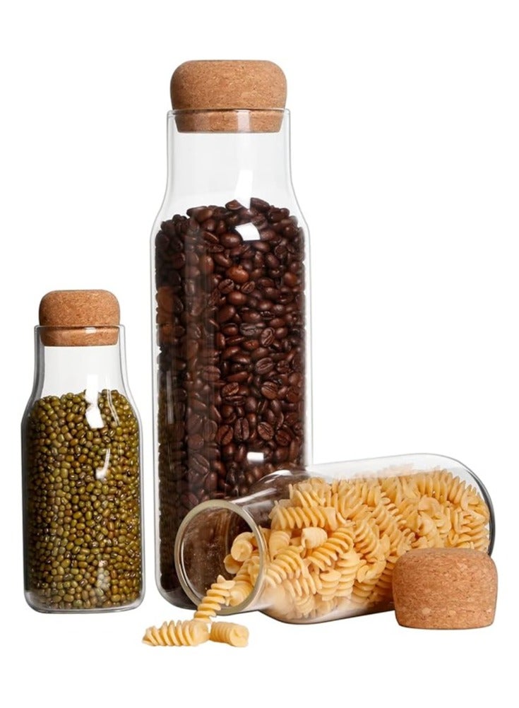Eco-neutral Eco neutral Glass Jar Cork Lid clear glass bottle for water, juices Containers Bottle for Tea Herbs Seasonings Canister with Airtight Round Cork stopper 1200 ML - Image 1