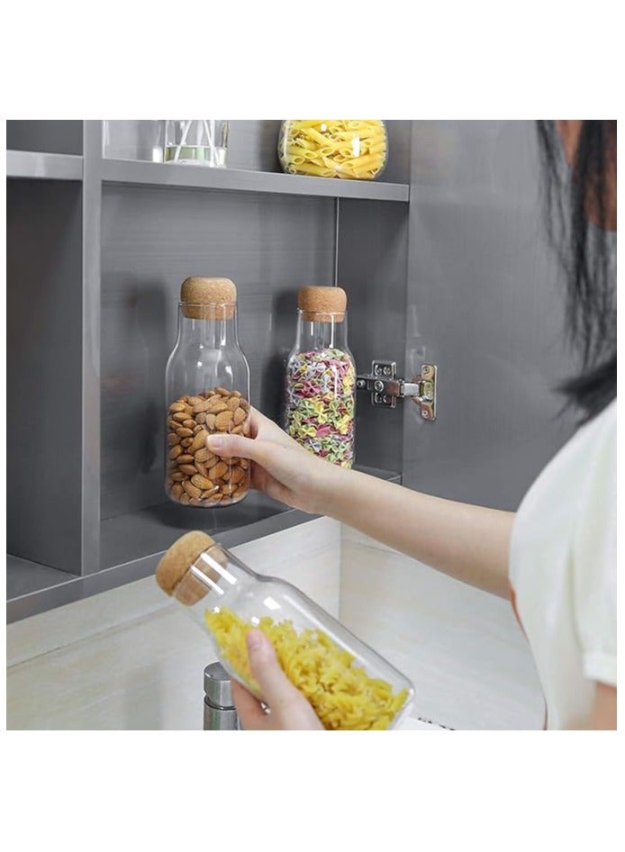 Eco-neutral Eco neutral Glass Jar Cork Lid clear glass bottle for water, juices Containers Bottle for Tea Herbs Seasonings Canister with Airtight Round Cork stopper 1200 ML - Image 2
