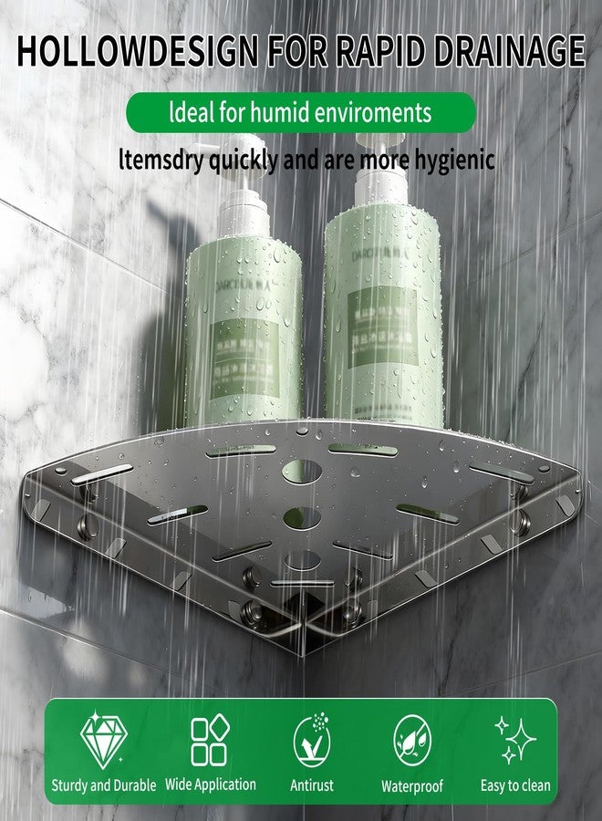 3 Pack Corner Shower Shelves, 304 Stainless Steel Corner Shelf Bathroom with 6 Hooks 40 lbs Heavy Duty, Durable for Inside Shower Brushed Nickel Drilling Installation（Silver - Image 4