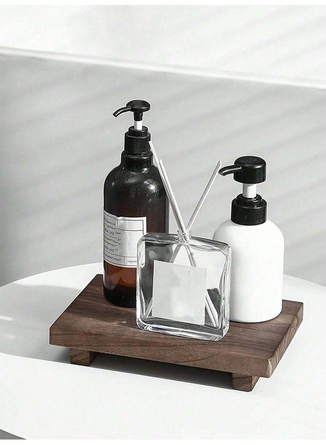 1 قاعدة عرض خشبية، مثالية لحوض الحمام والمطبخ، صينية صابون، حامل شموع، نباتات، ديكور ريفي للمنزل - الحجم: 9*6*1.5 بوصة (23*15*3.8 سم) - Image 3