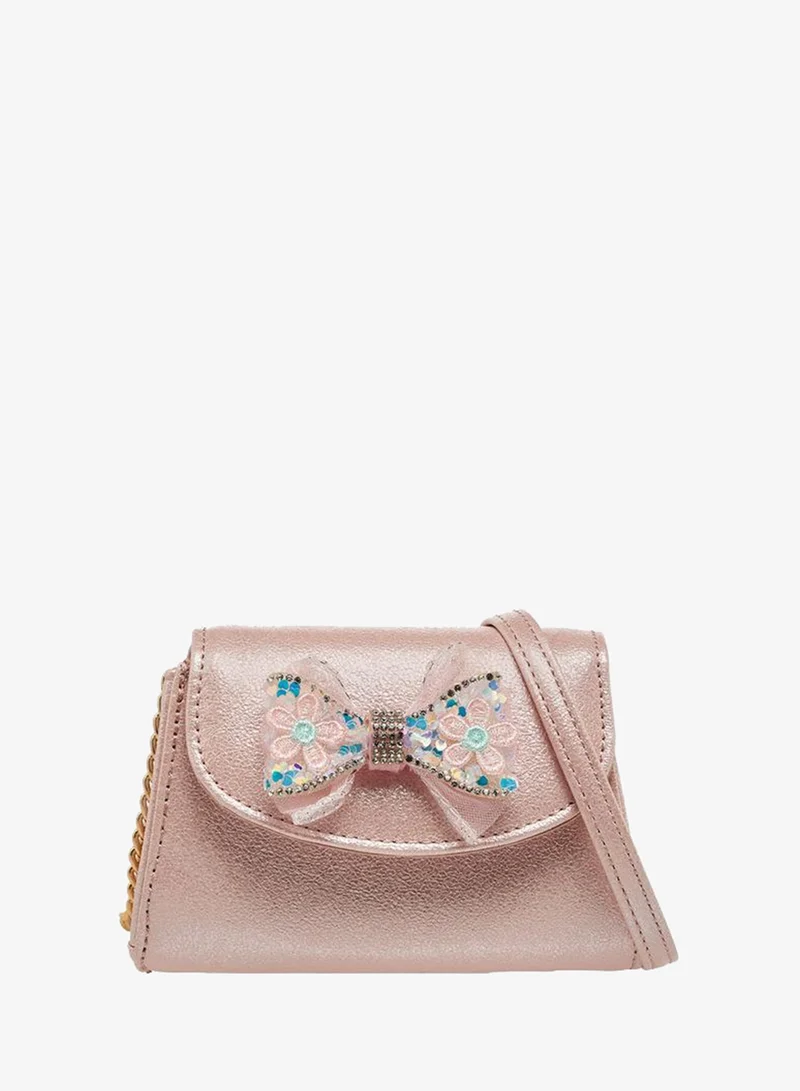 Bow Embellished Crossbody Bag with Chain Strap