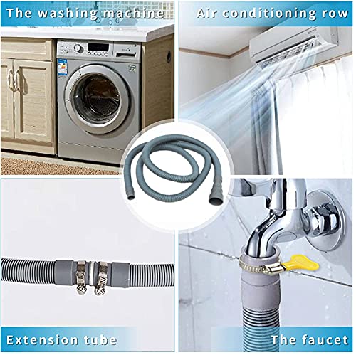 Elyfree 16.4ft Washing Machine Drain Hose, Universal Drain Hose Extension Kit for Washer, Dishwasher, Flexible Discharge Hose for LG/ GE/ Samsung, Fit up to 1-1/2 Inch Drain Outlets (16.4) - Image 2