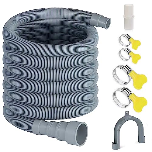 Elyfree 16.4ft Washing Machine Drain Hose, Universal Drain Hose Extension Kit for Washer, Dishwasher, Flexible Discharge Hose for LG/ GE/ Samsung, Fit up to 1-1/2 Inch Drain Outlets (16.4) - Image 1