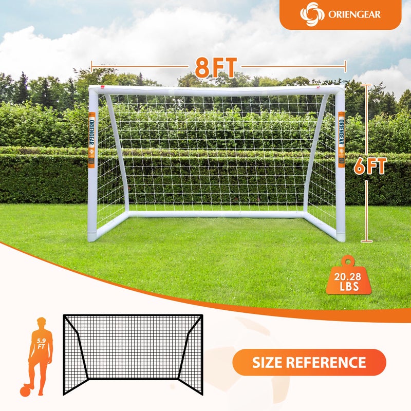 ORIENGEAR Soccer Goal, 8'x6' Full Size Soccer Goals for Backyard, Soccer Net with Training Discs, Portable Soccer Goal for Kids and Adults with 1 Carry Bag, Porterias De Futbol - Image 2
