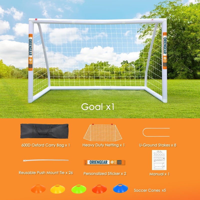 ORIENGEAR Soccer Goal, 8'x6' Full Size Soccer Goals for Backyard, Soccer Net with Training Discs, Portable Soccer Goal for Kids and Adults with 1 Carry Bag, Porterias De Futbol - Image 5