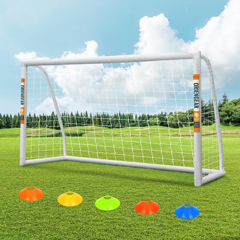 ORIENGEAR Soccer Goal, 8'x6' Full Size Soccer Goals for Backyard, Soccer Net with Training Discs, Portable Soccer Goal for Kids and Adults with 1 Carry Bag, Porterias De Futbol - Image 1