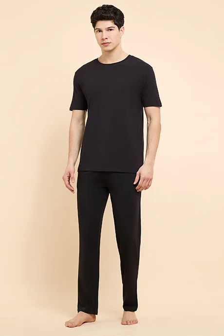 R&B Solid Sleep T-Shirt with Crew Neck and Short Sleeves