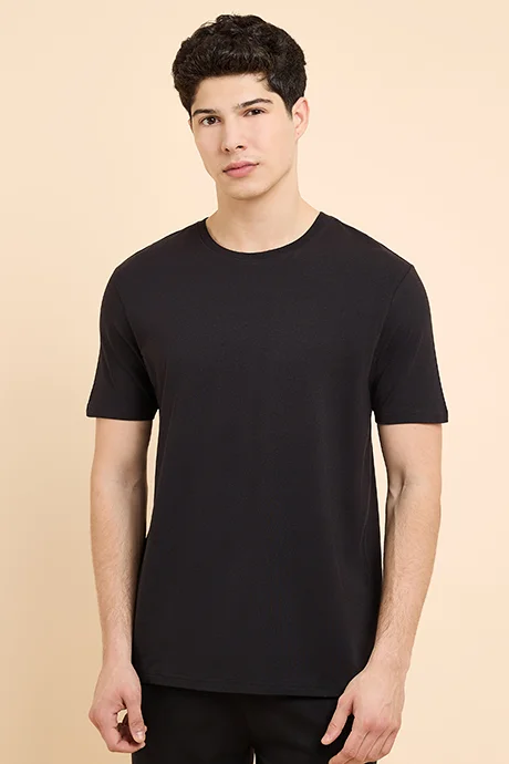 R&B Solid Sleep T-Shirt with Crew Neck and Short Sleeves