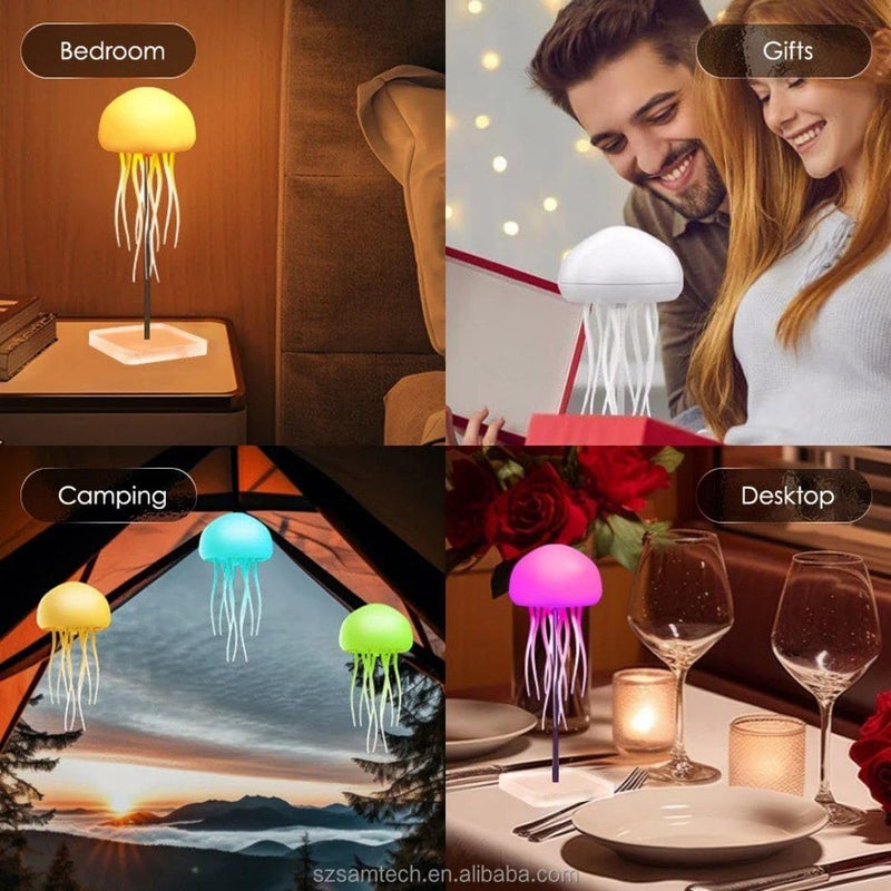 LED Jellyfish Light - RGB Gradient Color, Touch and Sound, Rechargeable Jellyfish Night Light (Suspension Design) - Image 3