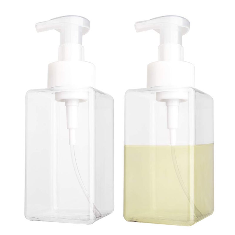 rejomiik 2 Pack Foaming Soap Dispenser 15oz Refillable Foam Liquid Hand Soap Empty Plastic Pump Bottle Container for Bathroom Vanities, Kitchen Sink, Hospital, Clinic, Clear 450ml - Image 1