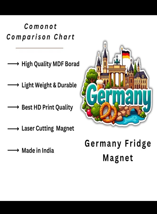 GiftOday Germany Country Theme Souvenir Wooden Refrigerator Stylish Fridge Magnet - Perfect Souvenir Gift for Brother, Sister, Kids | Kitchen Decor | Fridge Decoration | Size 3x3 Inches | Pack of 1 - Image 4