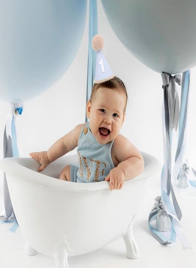 Agkvw 1st Birthday Hat for Boys - Boho Blue Stripes First Crown, Boys 1st Birthday Decorations, Cake Smash Props - Image 3