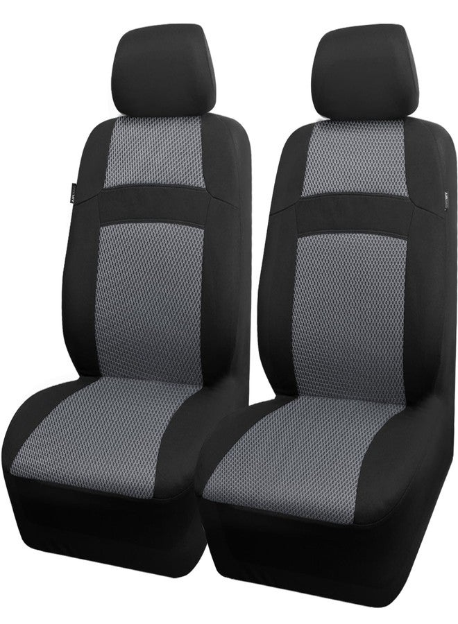 CAR PASS Car Seat Covers Front Seats Only, 3D Air Mesh Car Seat Cover with 5mm Composite Sponge Inside,Airbag Compatible Universal Fit SUV,Vans,sedans,Trucks, Automotive Interior Covers(Black Gray)