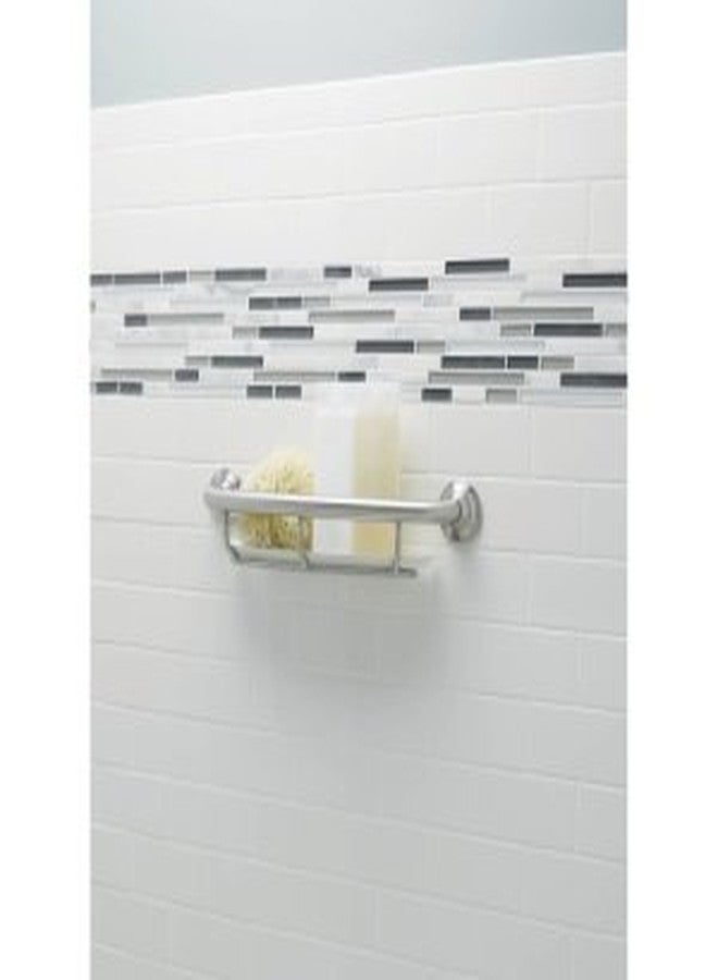 Moen Chrome Bathroom Safety 16-Inch Screw-in Curved Shower Grab Bar with Built-in Shelf for Storage, LR2356DCH - Image 4
