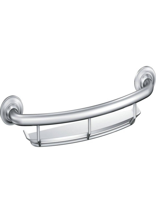 Moen Chrome Bathroom Safety 16-Inch Screw-in Curved Shower Grab Bar with Built-in Shelf for Storage, LR2356DCH - Image 1