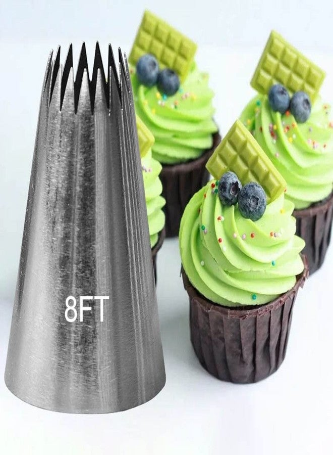 APSAMBR- 8FT 1 Piece Nozzles Stainless Steel Icing Piping Nozzles Tips Pastry Tips for Cake Decorating Baking Fondant Tools - Image 1