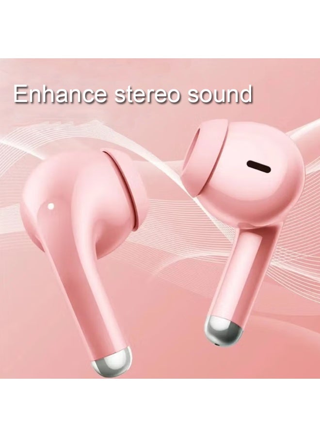 Wireless Bluetooth earbuds with semi-in-ear design, long battery life, compatible with various systems, compact and portable, perfect as a birthday, Christmas, and New Year's gift for friends - Pink - Image 4